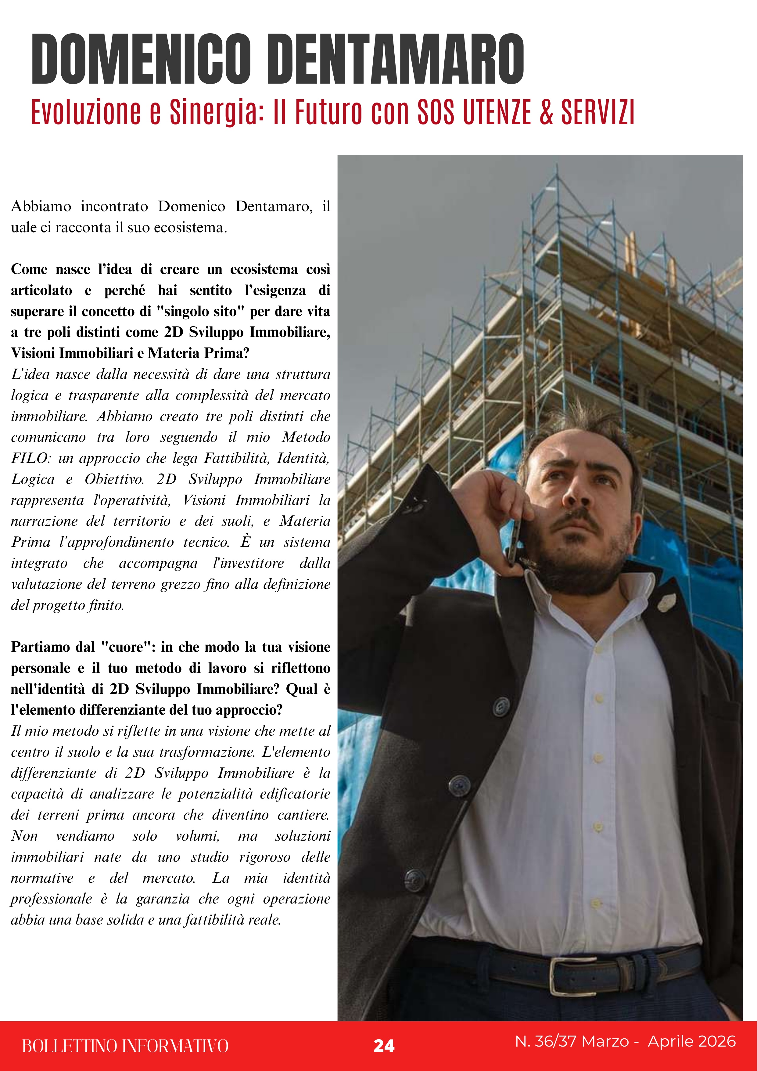 Bollettino S.O.S Utenze & Servizi n. 36/37 — pagina 24, intervista a Domenico Dentamaro
